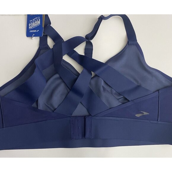 Brooks 40 A/B Run Drive Interlace Navy Sports Bra Compression Quick Dry Woven - Picture 6 of 10
